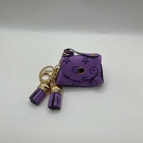 Purple Monogram Keychain Pouch with Tassels - Picture 1 of 1